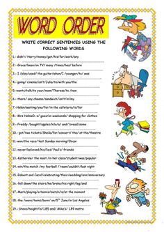 the word order worksheet for children to learn how to spell words with pictures