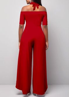 ROTITA Cold Shoulder Short Sleeve Red Jumpsuit ideas for christmas decorations, christmas decorations centerpiece, christmas decorations interior #christmascookies #ChristmasSeason #christmasgiftideas, dried orange slices, yule decorations, scandinavian christmas Business Lady Outfits, Cold Shoulder Jumpsuit, Half Sleeve Jumpsuit, Jumpsuit Casual, Ruffle Jumpsuit, Halter Jumpsuit, Short Sleeve Jumpsuits, Short Sleeve Romper, Dress Stores Online