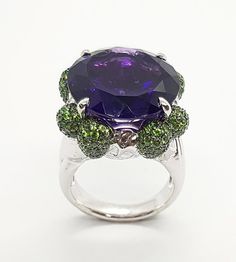 Amethyst Ring Engagement 1stdibs, Luxury White Gold Green Amethyst Rings, Luxury Collectible Amethyst Ring, Luxury Green Multi-stone Amethyst Ring, Luxury Purple Crystal Ring, Fine Jewelry, Tsavorite Ring, Smell Good, Ring Set, Ring Sets