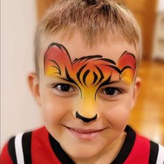 Tiger Face Paint Easy, Lion Face Paint, Festival Face Paint, Face Painting For Boys, Cheek Art, Jungle Thema