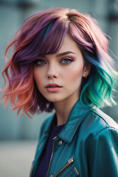 Our handpicked collection showcases stunning, versatile cuts that are not only easy to manage but also brim with personality and style. Colored Hair For Women Over 40, Short Vivid Hair, Fantasy Color Hair, Fun Colored Hair, Vivid Hair, Pop Of Color Hair, Cute Hair Colors, Punk Hair