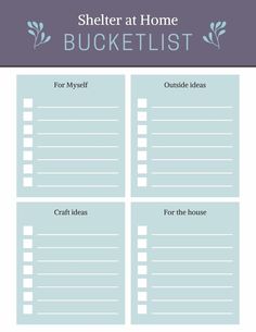 a printable bucket list for the home