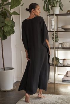 Long Kaftan, Gauze Dress, By The Ocean, Casual Belt, Caftan Dress, Home Dress, Islamic Fashion, Womens Casual, Kimono Dress