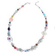 Multi Gemstone, Chroma Silvertone Necklace (34-36 In) Tgw 200.00 Cts. Step Out And Look Gorgeous With This 34-Inch Multi Gemstone Necklace. Fashioned In Silvertone, The Exquisite Piece Is Embedded With The Modern Beauty. Coordinate It With Your Favorite Dress And Enjoy Being In Attention. L35 /3 Gemstone 1: Multi Gemstone Gemstone 2: Multi Color Glass Gemstone 3: Ceramic Gemstone 4: Resin Product Weight (Grams) 45.521 Total Stone Weight (Carat) 200 Blue Choker Necklace, Elephant Charm Necklace, Resin Product, Diamond Drop Pendant, Multi Gemstone Necklace, Pyrite Necklace, Tiffany And Co Necklace, Blue Choker, Long Statement Necklace