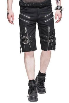 Feeling Cool Mood Clothing Street Goth, Mood Clothes, Feeling Hot, Belt Design, Zipper Detail, D Ring, Punk Rock, Black Men, Bermuda Shorts