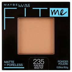 Maybelline Fit Me Matte Poreless Pressed Face Powder Makeup, Pure Beige, Ideal for normal to oily skin, this matte face powder visibly reduces the look of pores and mattifies shine, while effortlessly blending with the skin. The Fit Me Perlite Mineral technology absorbs oil to mattify skin, while pores virtually disappear thanks to blurring micro-powders. Dermatologist tested. Allergy tested. Non-comedogenic. Ideal for normal to oily skin. Packaging May Vary Size: 0.3. Fit Me Poreless Powder, Makeup Fit Me, Fit Me Pressed Powder, Maybelline Powder, Walmart Makeup, Maybelline Fit Me Powder, Face Powder Makeup, Fit Me Powder, Skin Packaging