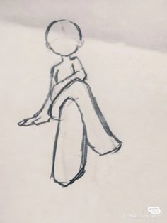 a drawing of a person sitting on the ground