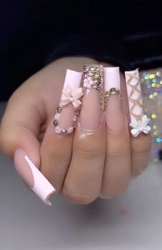 Light Pink Quince, Pink Quince Nails, Latina Nails, Nails Baddie, Quince Nails, Pink Quince, Long Acrylic Nail Designs, Diy Acrylic Nails, Shoe Nails