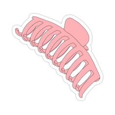 a pink hair comb sticker on a white background