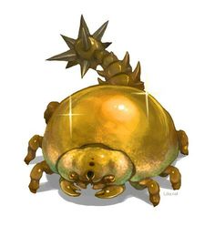 an image of a golden crab with spikes on its head