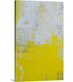 an abstract painting with yellow and white colors