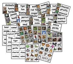 several different animal pictures are arranged in the shape of a collage with words on them