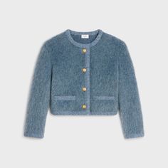 Cardigan in brushed mohair - Blue | CELINE