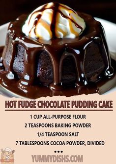 hot fudge chocolate pudding cake on a white plate