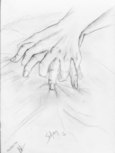 a pencil drawing of two hands touching each other