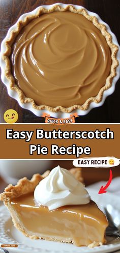 an easy butterscotch pie recipe that is ready to be eaten