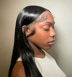 Middle Part With Soft Edges, Straight Behind The Ear Hair, Middle Part Fluffy Edges, Middle Part Buss Down With Fluffy Edges, Lace Front Wigs Edges, Straight Hairstyles Middle Part, Middle Part No Edges Wig, Edges Tutorial, Frontal Install