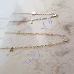 Showing two colors, and distances between the letters and a ♡. 14kt gold yellow and white! Alphabet Necklace, Heart Symbol, Special Necklace, Initial Pendant Necklace, Initial Jewelry, Gold Initial, Tiny Heart, Letter Pendants, Initial Pendant