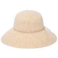 a beige hat with a ribbon around the brim