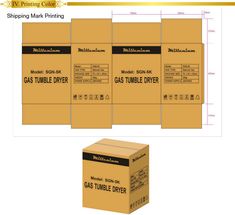 four boxes are shown with the labels for different types of gas tumbler packagings