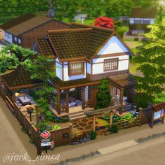 Sims Asian House, Japanese Style House Sims 4, The Sims 4 Houses Ideas Japanese, Sims 4 Japanese Family House, Traditional Japanese House Sims 4, Sims 4 Asian House, Sims 4 Mount Komorebi House