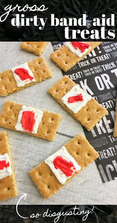 there are crackers with red and white icing on them