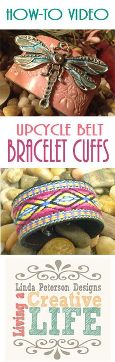 the cover of how to video upcycle belt bracelet cuffs