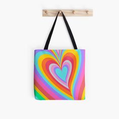 "Groovy Hypnotic Rainbow Heart" Tote Bag by DiaShaaa | Redbubble