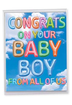 congratulations card with the words congrats on your baby boy from all of us