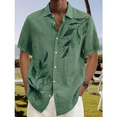 Season:Summer,Spring; Fabric:Polyester; Sleeve Length:Short Sleeves; Look After Me:Machine wash,Hand wash,Washable; Gender:Men's; Style:Sports,Soft,Streetwear,Fashion,Designer; Tops Type:Shirt,Summer Hawaiian Shirt; Occasion:Outdoor,Hawaiian,Going out,Daily,Street,Casual; Age Group:Adults'; Fit Type:Regular Fit; Pattern:Graphic Prints,Leaves; Design:Print,Button-Down; Neckline:Turndown; Brand:OUKU; Front page:FF; Listing Date:02/27/2023; Bust:; Length:; Shoulder Width:; Fit US Size:; Fit UK Size:; Fit EU Size:; Sleeve Length: Soft Streetwear Fashion, Short Sleeves Shirt, Mens Printed Shirts, Mesh Fashion, Mens Kurta, Linen Shirt Men, Blazer Shirt, Sleeves Clothing, Designer Tops