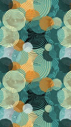 an abstract background with circles and waves in blue, green, yellow and orange colors