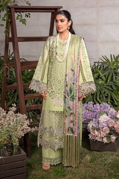 Rang Rasiya Geeti Premium Eid Collection 2024 Printed Silk Fabric, Pakistani Designer Clothes, Pakistani Style, Lawn Dress, Luxury Wear, Peach And Green, Ladies Clothing, Lawn Suits, Eid Collection