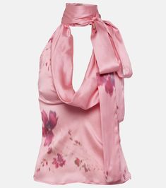 Printed silk-blend satin top in pink - Blumarine | Mytheresa Costume Intero, Mode Ootd, Satin Top, Mode Inspo, Looks Style, Dream Clothes, Looks Vintage, Fashion Killa, Look Fashion