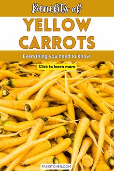 A close-up image of vibrant yellow carrots, neatly arranged on a wooden cutting board. The carrots have smooth skin and are freshly washed, showcasing their bright golden color. A few green carrot tops peek out, adding a fresh touch to the photo. Carrot Benefits Health, Benefits Of Yellow Mustard, Yellow Carrots, Veggies And Their Benefits, Benefits Of Carrots, Health Benefits Of Carrots, Carrot Recipe