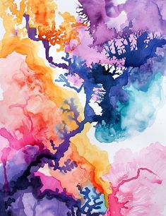 an abstract watercolor painting with different colors