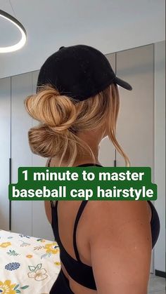 1 Minute to Master Baseball Cap Hairstyle 🧢❤️ Women Ball Cap Hairstyles, Easy Ball Cap Hairstyles, Baseball Hat Curly Hairstyles, Braid With Baseball Hat, Cute Hairstyles With Ball Caps, Hair With A Baseball Cap, How To Wear A Ball Cap With Long Hair, Hair Styles For Baseball Caps, How To Style A Ball Cap