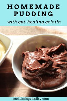 homemade pudding with gut - heating gelatin in a bowl