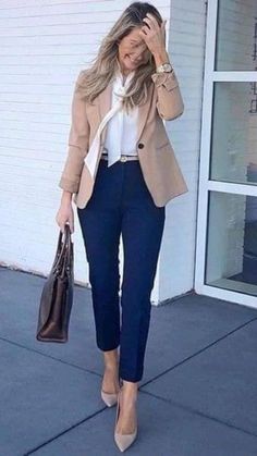 Work Attire Women, Classy Business Outfits, Business Professional Outfits, Fashionable Work Outfit, Professional Work Outfit, Business Attire Women, Tan Blazer, Business Outfits Women