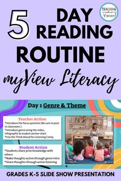 the five day reading routine for children with text overlaying it, and an image of