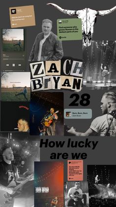 an advertisement for zac biyan's show, featuring images of people and animals