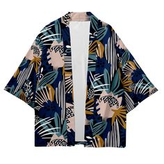 Our Tropical Kimono Shirt, a perfect blend of exotic flair and comfortable style. Embrace the vibrant energy of the tropics with this beautifully designed shirt that is sure to make a statement wherever you go. Crafted with care, our Tropical Kimono Shirt features lightweight and breathable fabric, making it ideal for warm weather and beach destinations. Its loose and flowing silhouette offers both comfort and versatility, allowing you to effortlessly transition from lounging poolside to explori Patterned Shirt For Beach In Spring, Patterned Shirt For Spring Beach Outing, Summer Hawaiian Shirt Long Sleeve Printed, Summer Hawaiian Shirt In Blue With Prints, Blue Floral Print Hawaiian Shirt For Beach, Summer Blue Hawaiian Shirt With Prints, Summer Long Sleeve Printed Hawaiian Shirt, Blue Long Sleeve Hawaiian Shirt, Summer Beach Shirt In Patterned Design