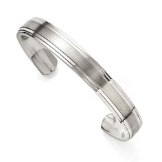 A classic double step edge design created from polished and brushed 316L stainless steel, an alternative metal that is highly resistant to pitting, corrosion and does not oxidize or tarnish. This cuff style bracelet is approximately 10mm (3/8 inch) in width by 7.5 inches in circumference and is suitable for engraving. Mens Silver Bangle, Mens Cuff Bracelets, Alternative Metal, Stainless Steel Bangles, Stainless Steel Polish, Bow Jewelry, Cuff Bangle Bracelet, Bangles Style, Men Earrings