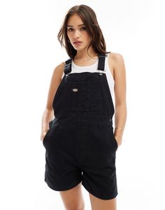 Jumpsuits & Rompers by Dickies Co-ordinating made easy Classic overalls design Adjustable buckle straps Buttoned sides Functional pockets Logo patch detail Regular fit Black Overalls With Suspenders, Black Cotton Shortalls With Pockets, Utility Shortalls With Suspenders, Utility Style Shortalls With Suspenders, Workwear Shortalls With Suspenders, Black Cotton Overalls With Suspenders, Black Cotton Jumpsuits And Rompers With Adjustable Straps, Black Bib Front Utility Overalls, Black Utility Overalls With Bib Front