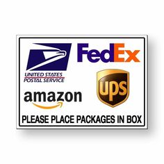 fed ex and amazon packages in box stickers