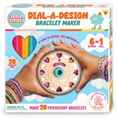 the bright stripes diy - a - design bracelet maker is shown in front of a box