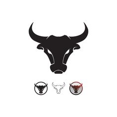 a bull's head with three different colors on the front and one red in the back