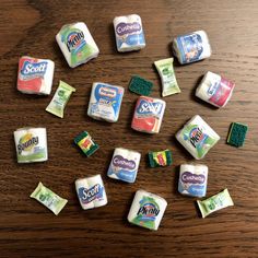 several different types of toilet paper on a table