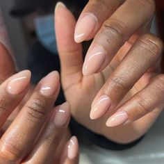 Feminine Nails Classy Almond, Short Almond Nails Dark Skin, Russian Manicure Black Women, Neutral Nails Black Women, Quiet Luxury Nails, Classy Nails Black Women, Very Short Almond Nails, Almond Nails Black Women, Nude Nails Black Women