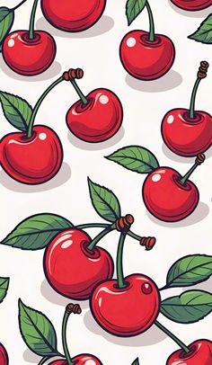 an image of cherries on a white background that is very colorful and fun to draw