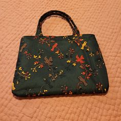 Beautiful Vintage Black Ground 2 Handle Handbag By Audrey Ang Of London. Embroidery Is Red, Mustard Gold,, Brown, Black And Depicts Birds On A Fine Branch With Buds And Leaves. Simple And Elegant. The Bag Is Flat With No Gussets Tho Would Easily Hold All The Essentials. It Measures 8.25” High X 11.25” Wide At The Middle. The Handles Are 5” High. It Was Never Used. Green Shoulder Bag With Floral Embroidery, Green Embroidered Bag For Everyday Use, Embroidered Fabric Bags For Everyday Use, Daily Use Embroidered Fabric Bag, Everyday Use Green Shoulder Bag With Floral Embroidery, Embroidered Green Bag For Daily Use, Embroidered Fabric Tote Bag, Green Embroidered Bag For Daily Use, Green Tote Bag With Floral Embroidery